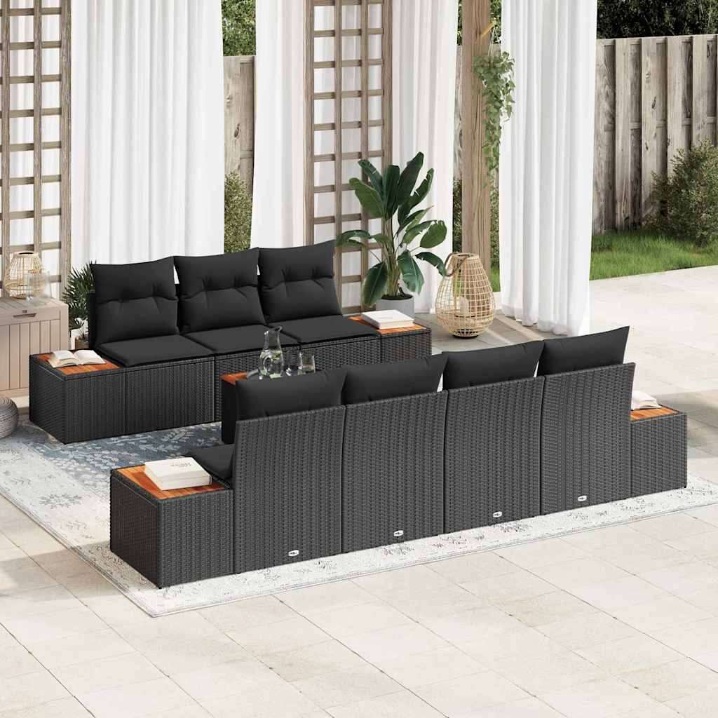 8721158981530_mo-im_en_hd_1 vidaXL Garden Sofa Set with Cushion 8 pcs Black Poly rattan - Image 1