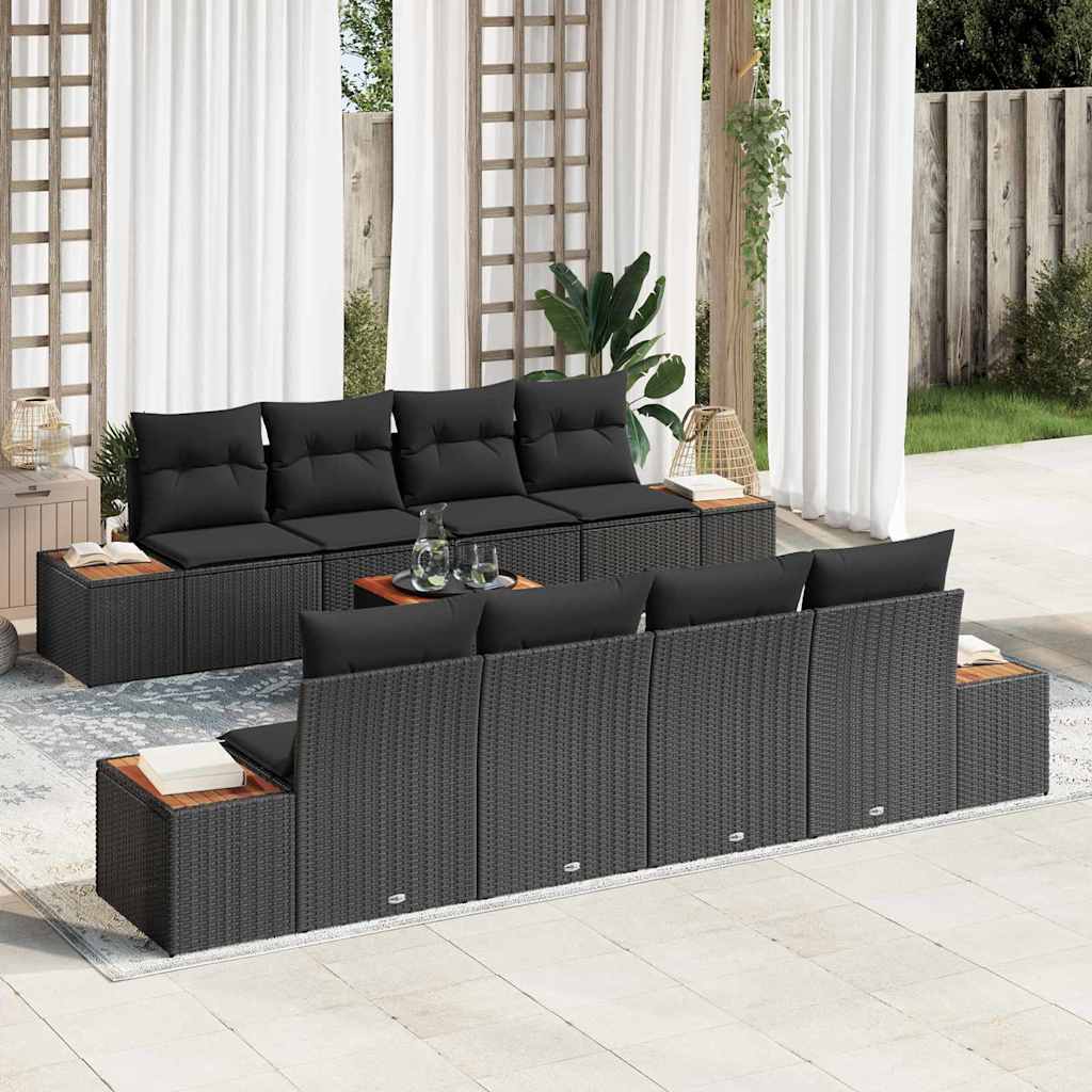 8721158981639_mo-im_en_hd_1 vidaXL Garden Sofa Set with Cushion 9 pcs Black Poly rattan - Image 1