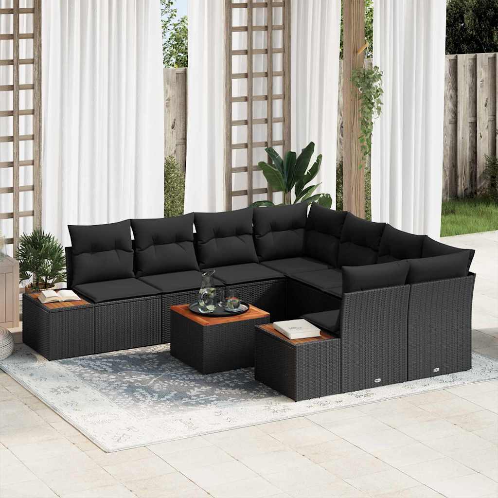 8721158981684_mo-im_en_hd_1 vidaXL Garden Sofa Set with Cushion 9 pcs Black Poly rattan - Image 1
