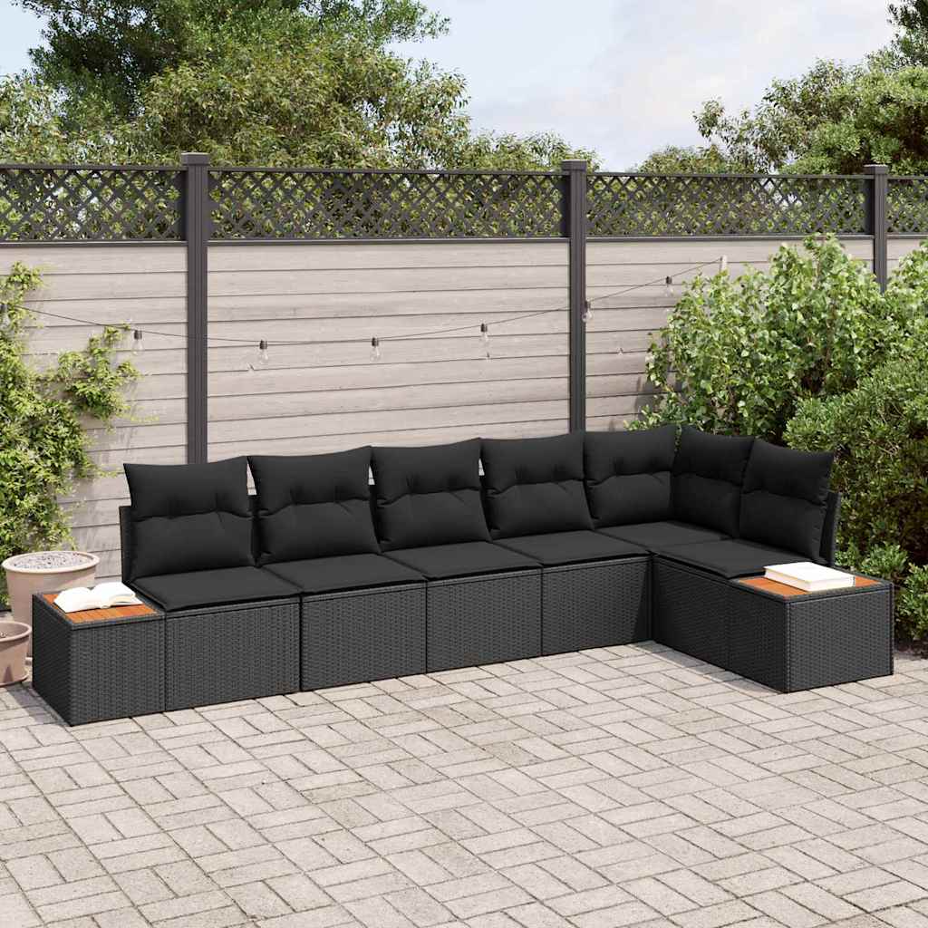 8721158982087_mo-im_en_hd_1 vidaXL Garden Sofa Set with Cushion 6 pcs Black Poly rattan - Image 1