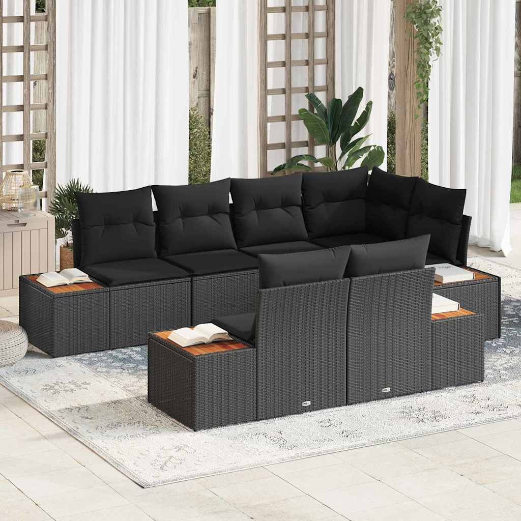 8721158982186_mo-im_en_hd_1 vidaXL Garden Sofa Set with Cushion 7 pcs Black Poly rattan - Image 1