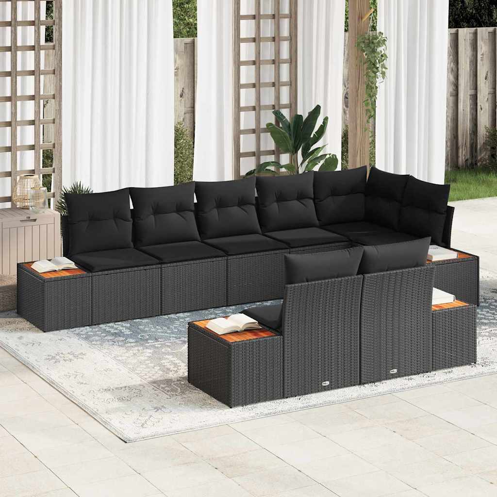 8721158982230_mo-im_en_hd_1 vidaXL Garden Sofa Set with Cushion 8 pcs Black Poly rattan - Image 1