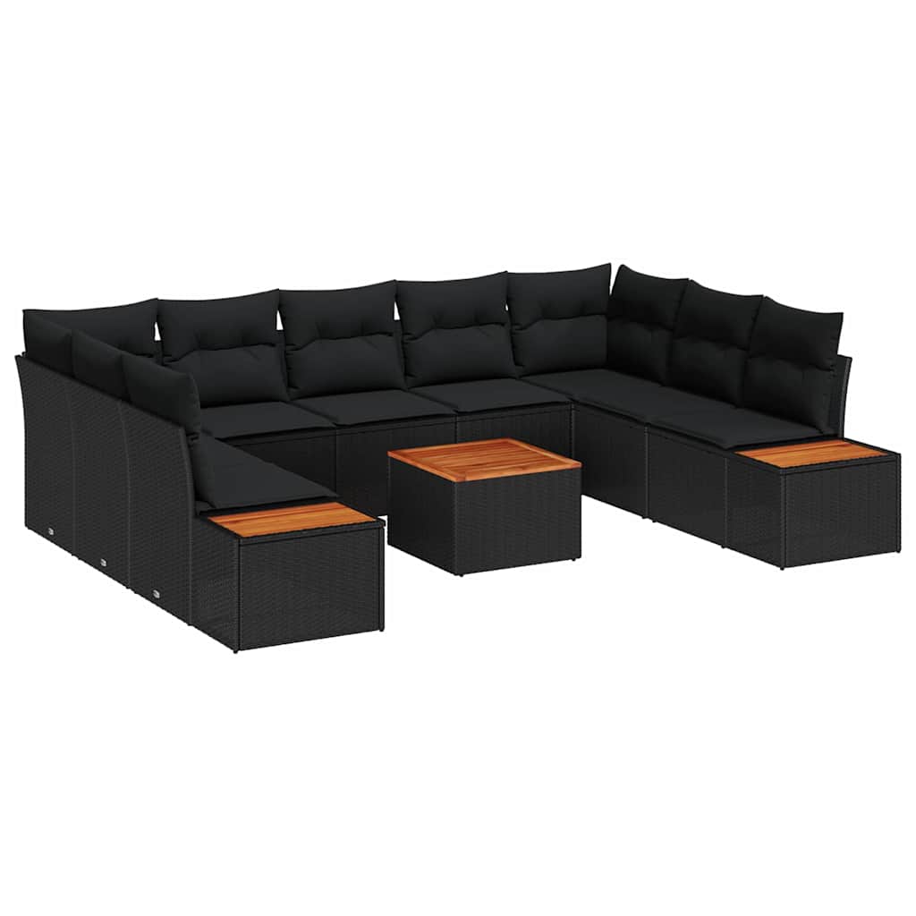 8721158982834_wbg-an-m_en_hd_5 vidaXL Garden Sofa Set with Cushion 10 pcs Black Poly rattan - Image 2