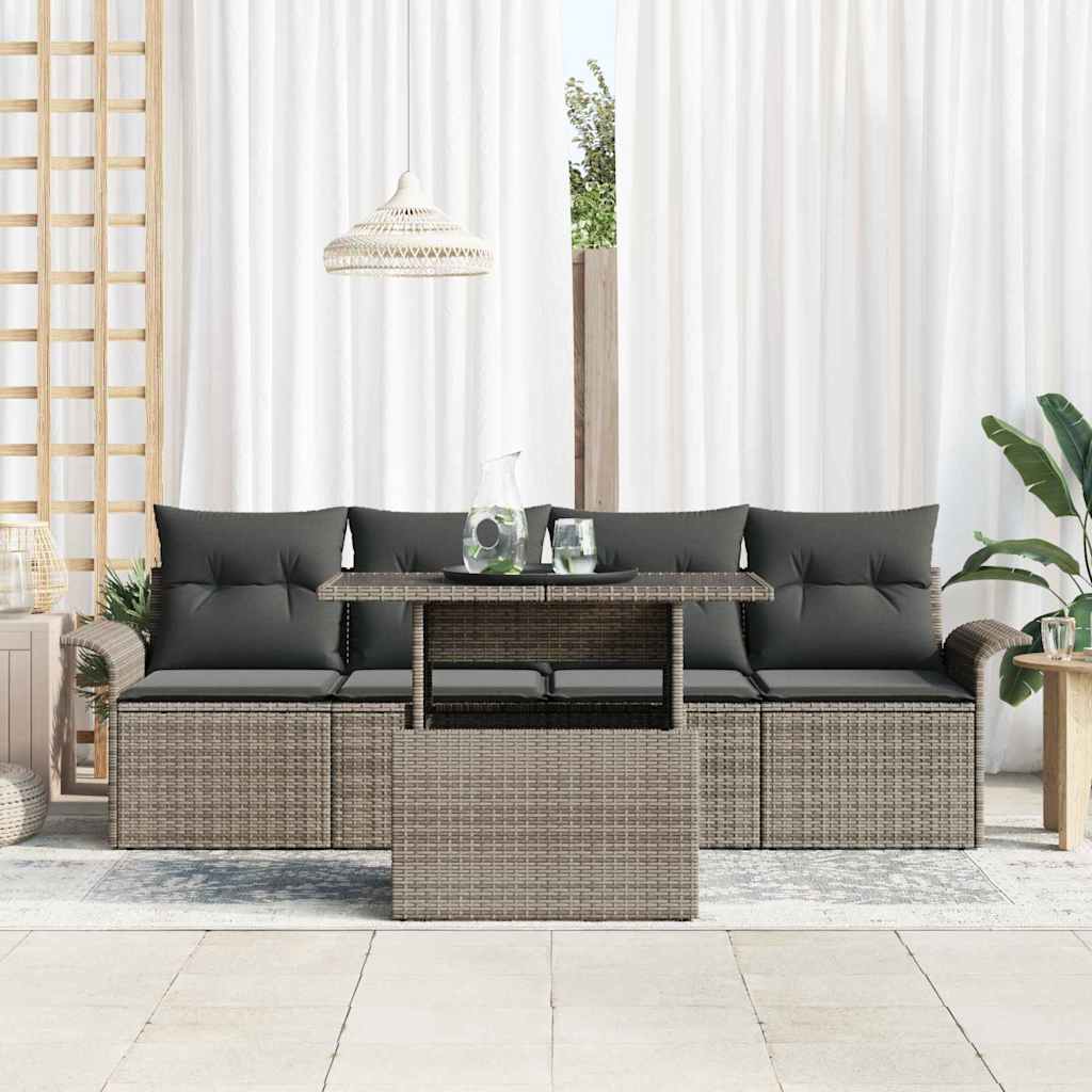 8721158982995_mo-im_en_hd_2 vidaXL Garden Sofa Set with Cushion 5 pcs Grey Poly rattan - Image 3