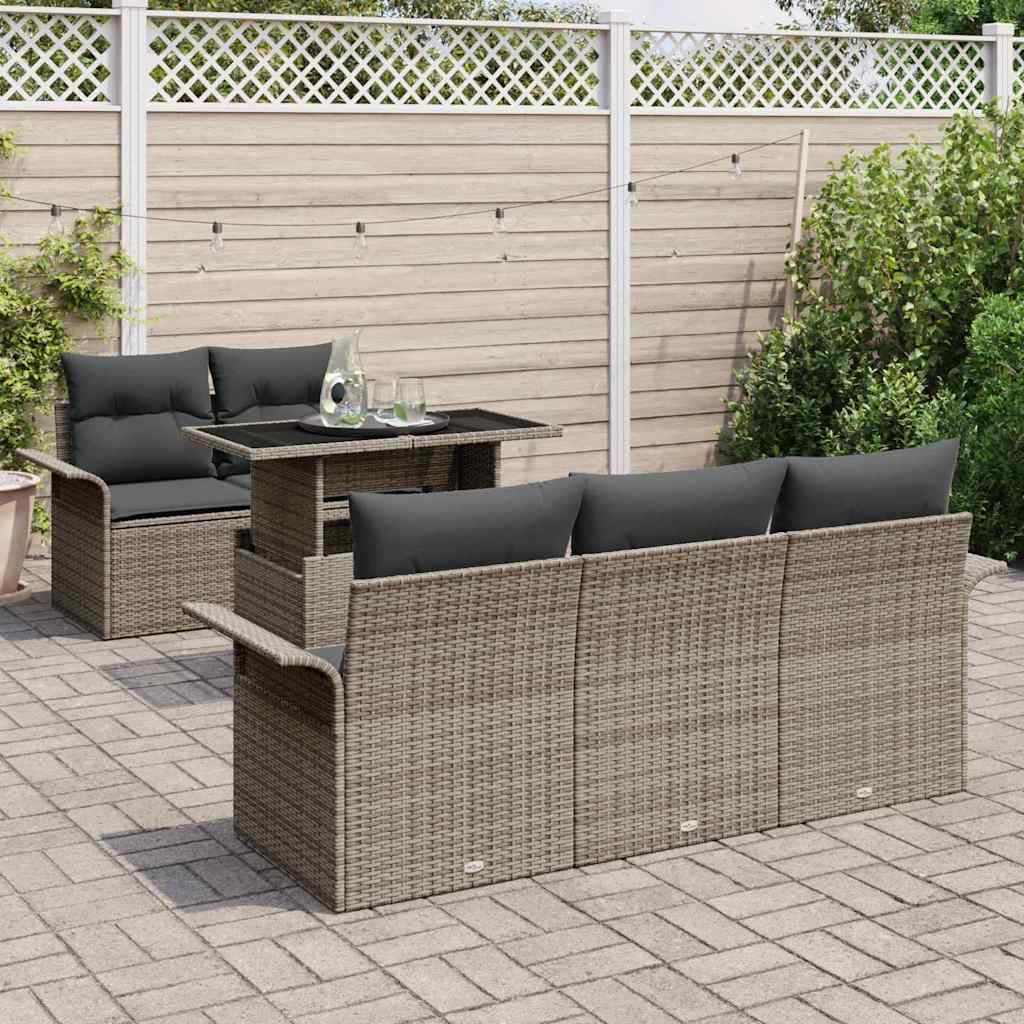 8721158983091_mo-im_en_hd_2 vidaXL Garden Sofa Set with Cushion 6 pcs Grey Poly rattan - Image 3