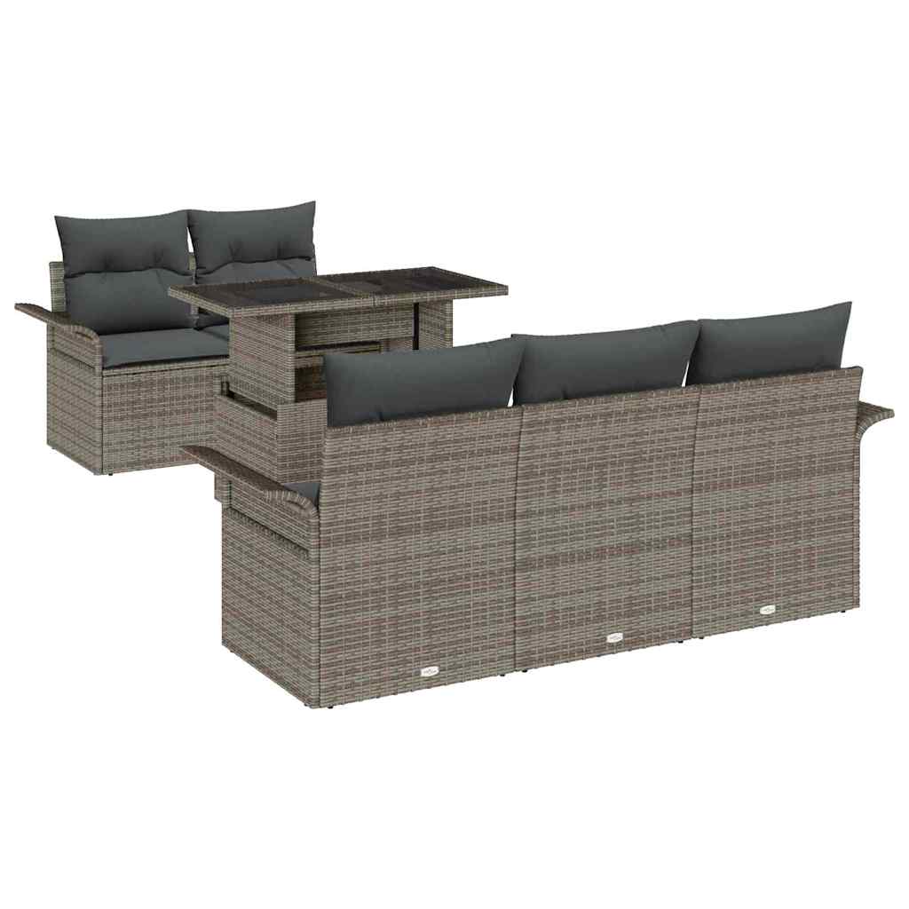 8721158983091_wbg-an-m_en_hd_4 vidaXL Garden Sofa Set with Cushion 6 pcs Grey Poly rattan - Image 2