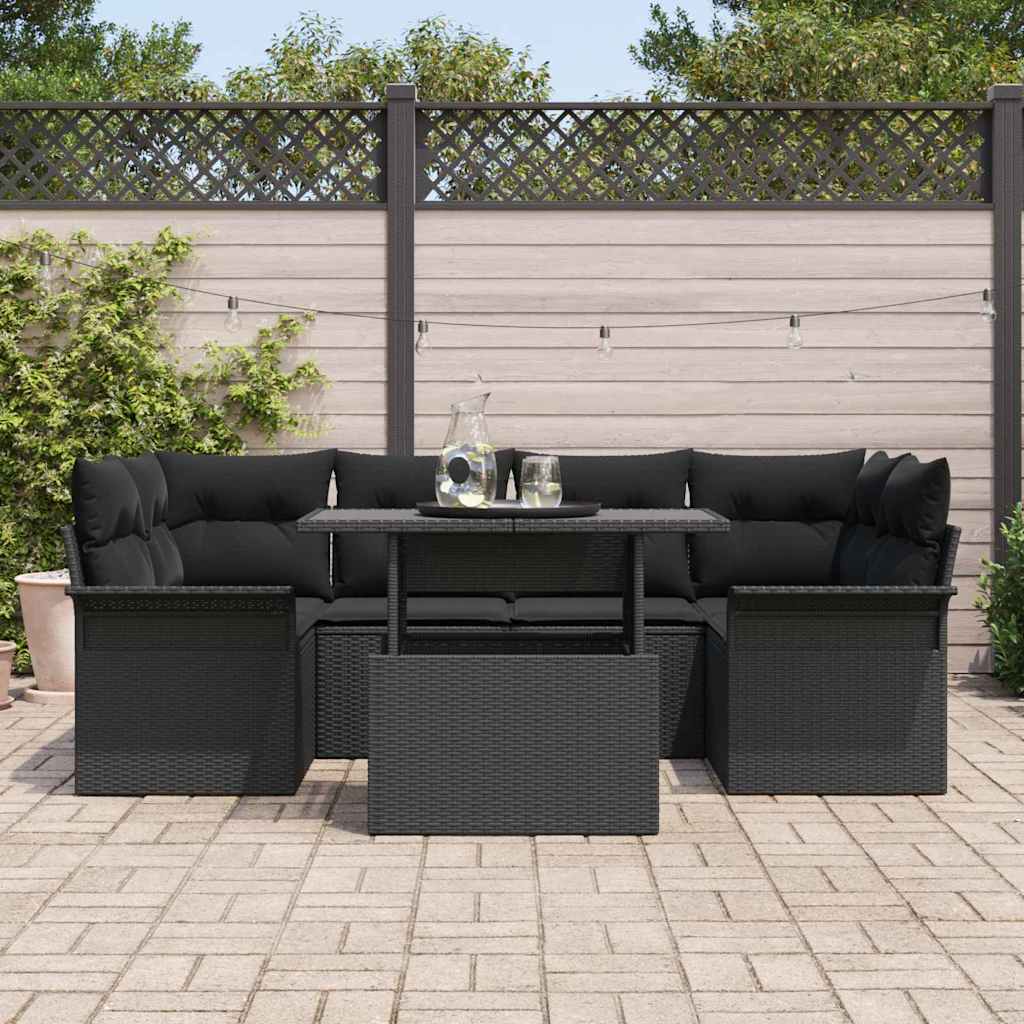 8721158983336_mo-im_en_hd_2 vidaXL Garden Sofa Set with Cushion 7 pcs Black Poly rattan - Image 3