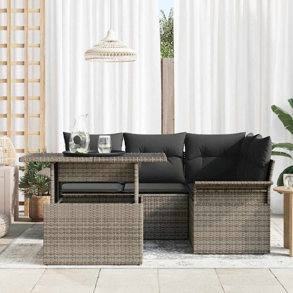 8721158983893_mo-im_en_hd_2 vidaXL Garden Sofa Set with Cushion 5 pcs Grey Poly rattan - Image 3