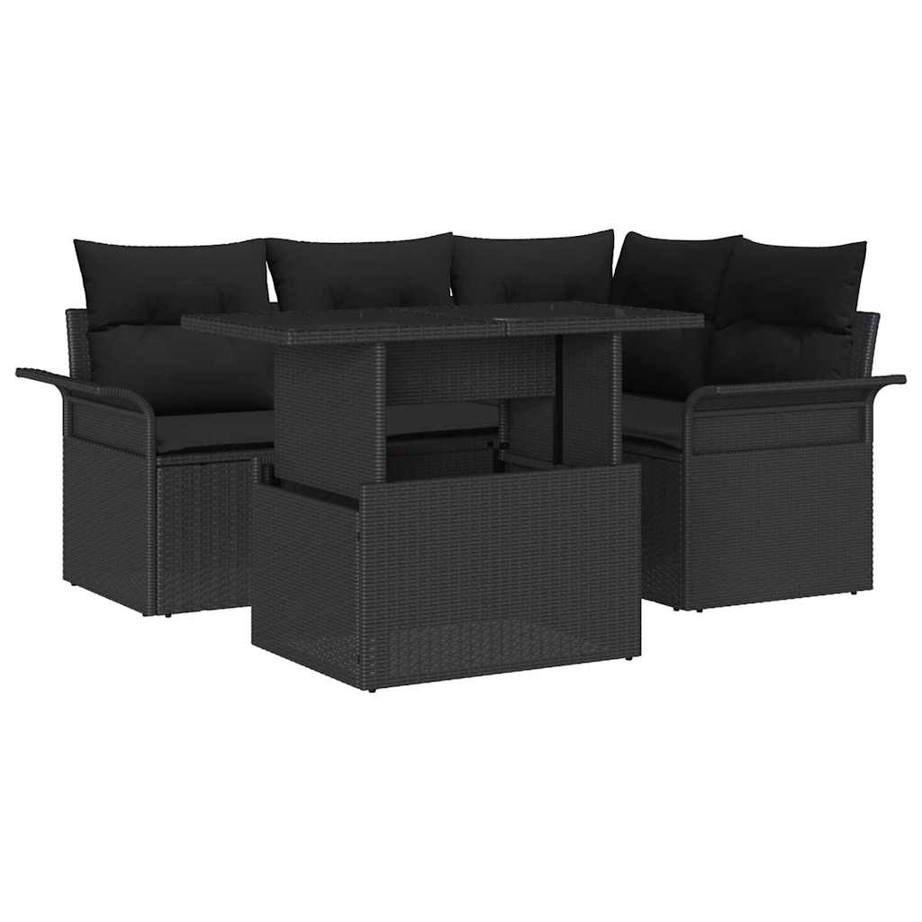 8721158983930_wbg-an-m_en_hd_5 vidaXL Garden Sofa Set with Cushion 5 pcs Black Poly rattan - Image 2