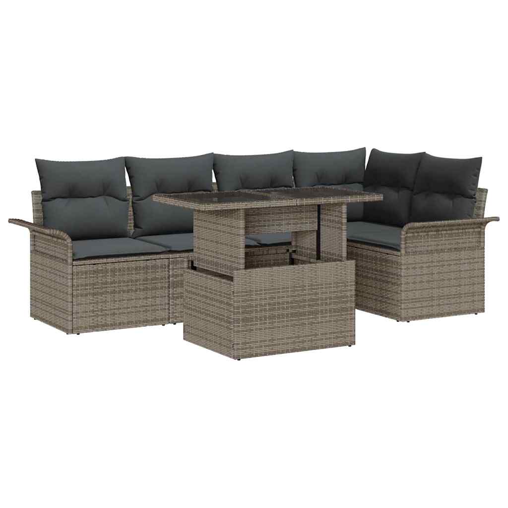 8721158983992_wbg-an-m_en_hd_5 vidaXL Garden Sofa Set with Cushion 6 pcs Grey Poly rattan - Image 2
