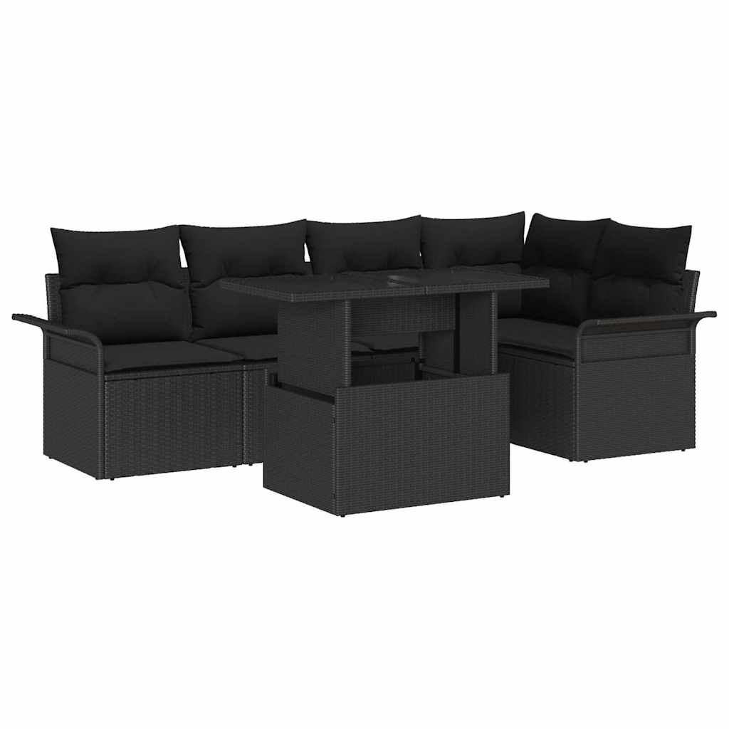 8721158984036_wbg-an-m_en_hd_5 vidaXL Garden Sofa Set with Cushion 6 pcs Black Poly rattan - Image 2