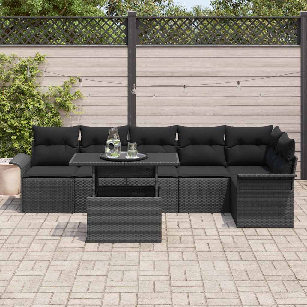 8721158984135_mo-im_en_hd_2 vidaXL Garden Sofa Set with Cushion 7 pcs Black Poly rattan - Image 3