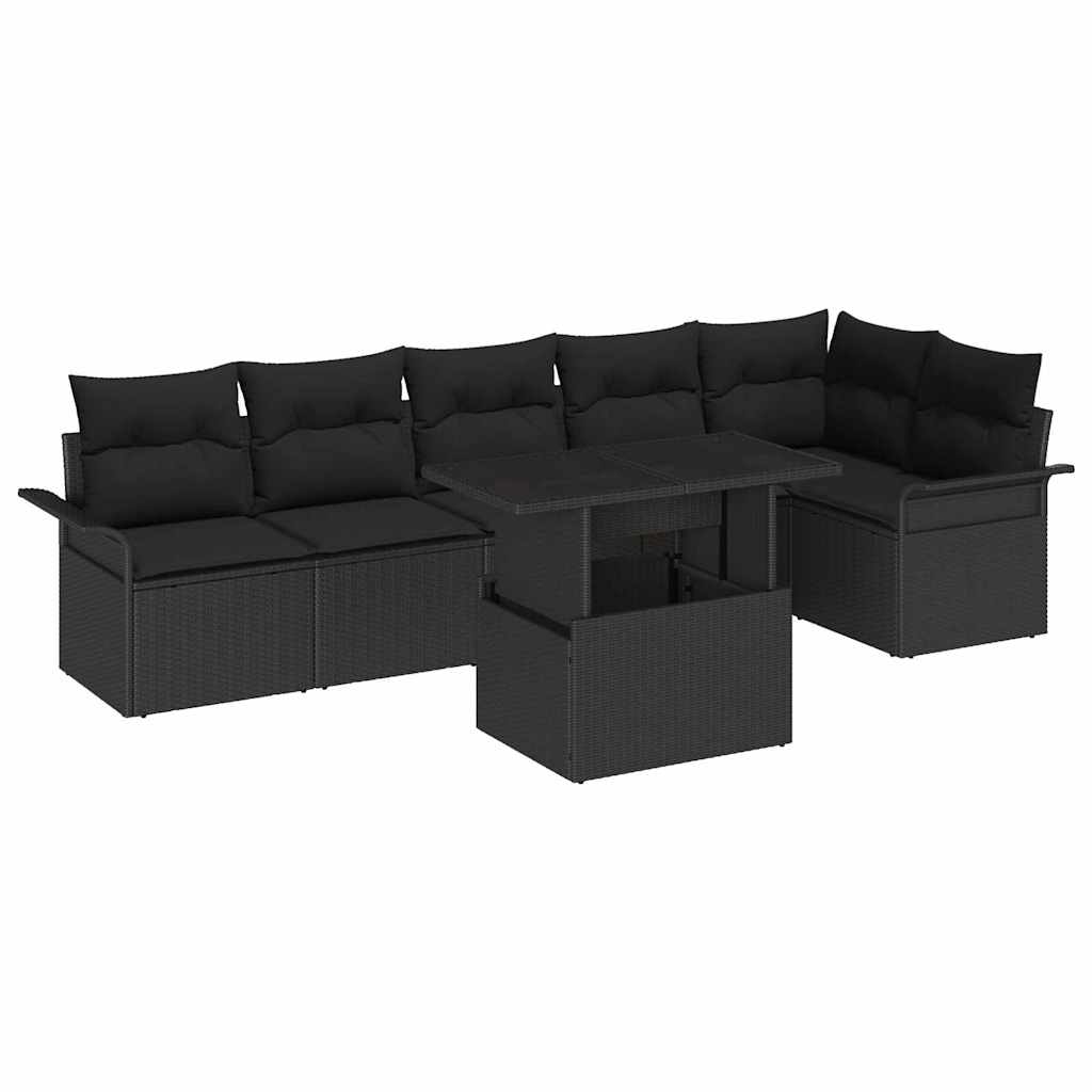 8721158984135_wbg-an-m_en_hd_5 vidaXL Garden Sofa Set with Cushion 7 pcs Black Poly rattan - Image 2