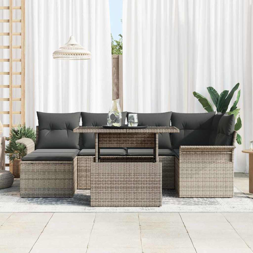8721158984296_mo-im_en_hd_2 vidaXL Garden Sofa Set with Cushion 7 pcs Grey Poly rattan - Image 3