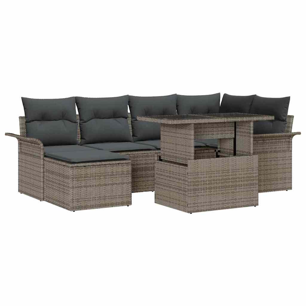 8721158984296_wbg-an-m_en_hd_6 vidaXL Garden Sofa Set with Cushion 7 pcs Grey Poly rattan - Image 2