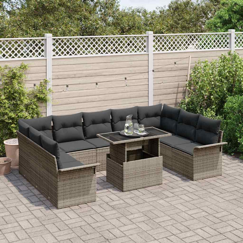 8721158984593_mo-im_en_hd_2 vidaXL Garden Sofa Set with Cushion 10 pcs Grey Poly rattan - Image 3