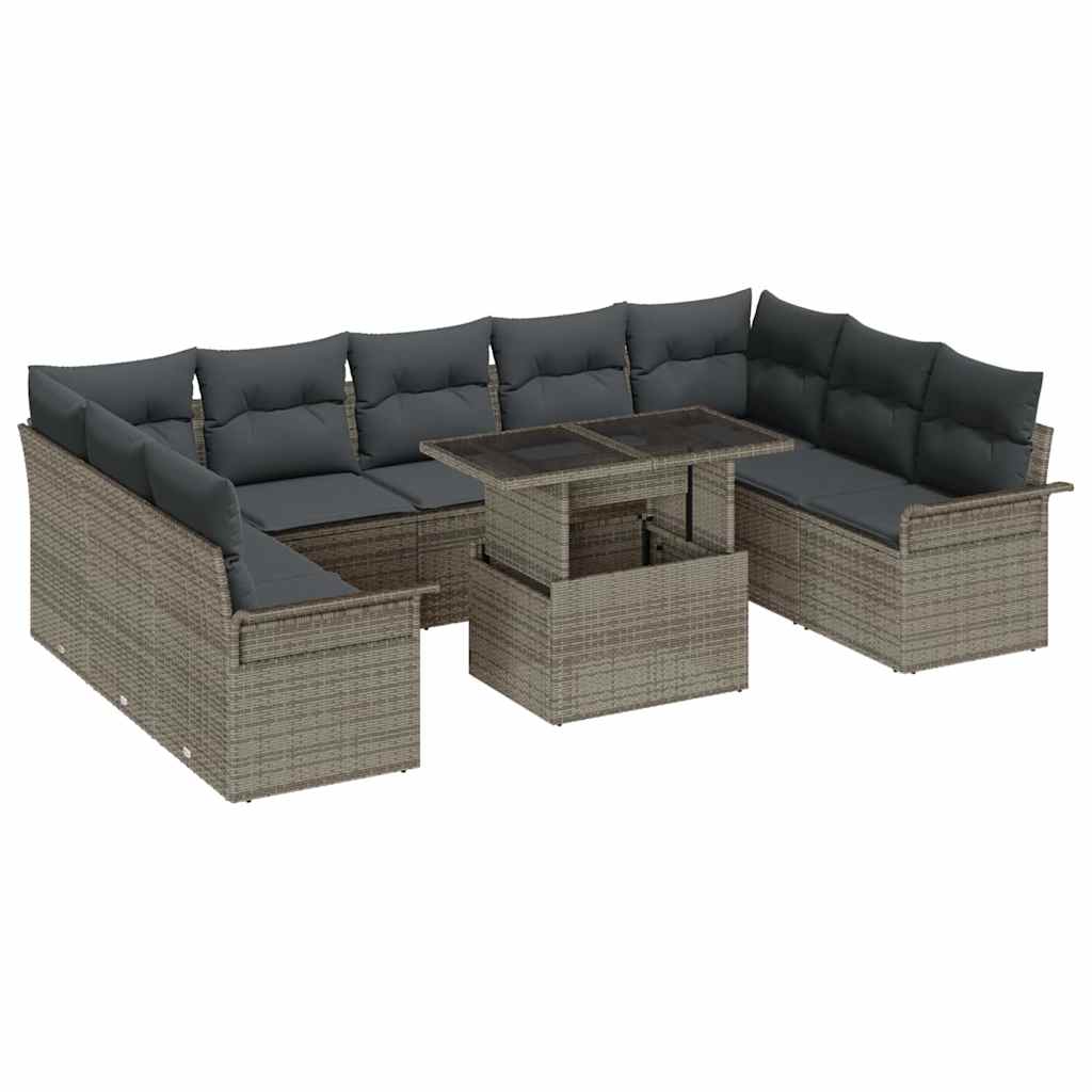 8721158984593_wbg-an-m_en_hd_5 vidaXL Garden Sofa Set with Cushion 10 pcs Grey Poly rattan - Image 2