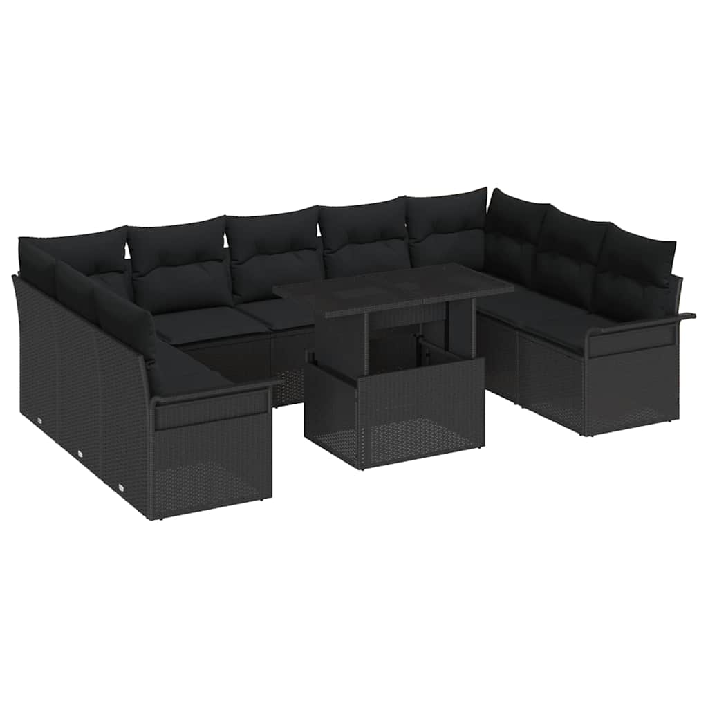 8721158984630_wbg-an-m_en_hd_5 vidaXL Garden Sofa Set with Cushion 10 pcs Black Poly rattan - Image 2