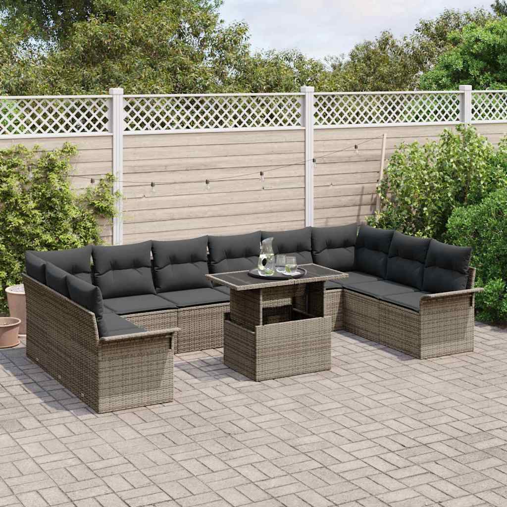 8721158984692_mo-im_en_hd_2 vidaXL Garden Sofa Set with Cushion 11 pcs Grey Poly rattan - Image 3