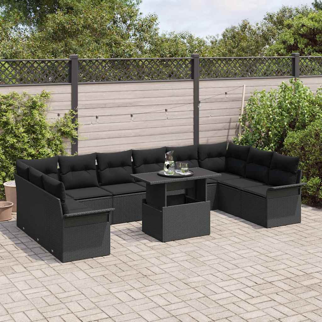 8721158984739_mo-im_en_hd_2 vidaXL Garden Sofa Set with Cushion 11 pcs Black Poly rattan - Image 3