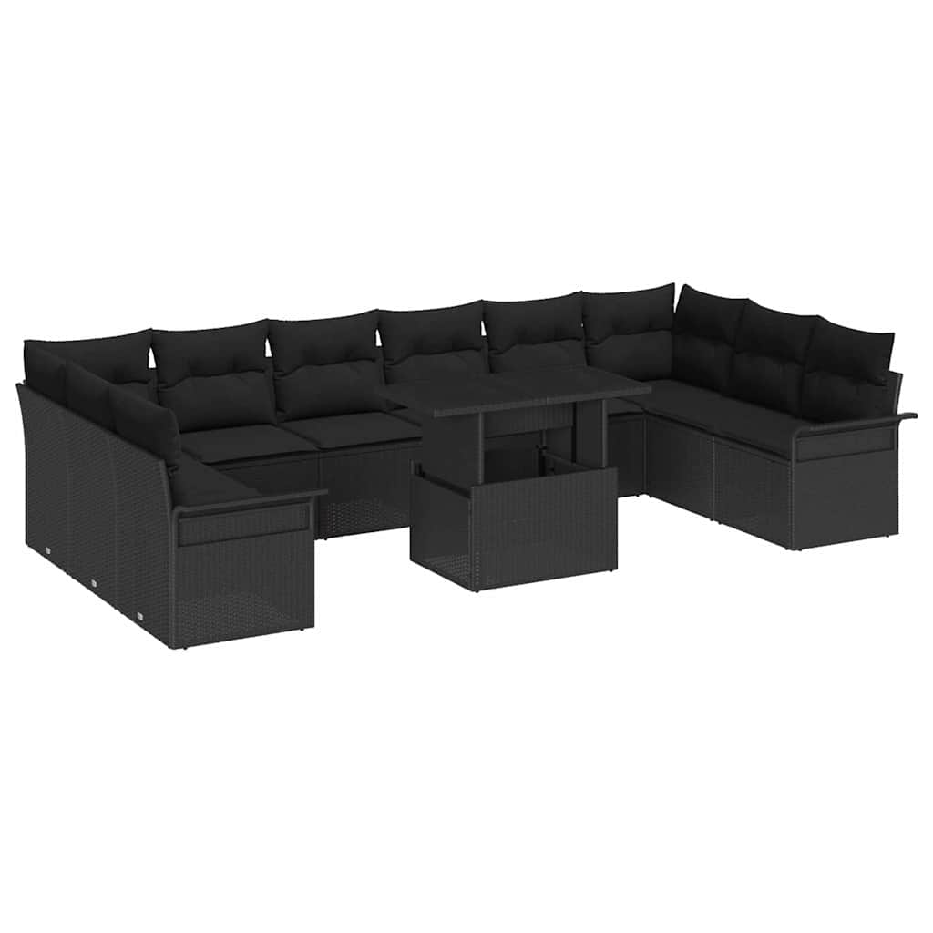 8721158984739_wbg-an-m_en_hd_5 vidaXL Garden Sofa Set with Cushion 11 pcs Black Poly rattan - Image 2