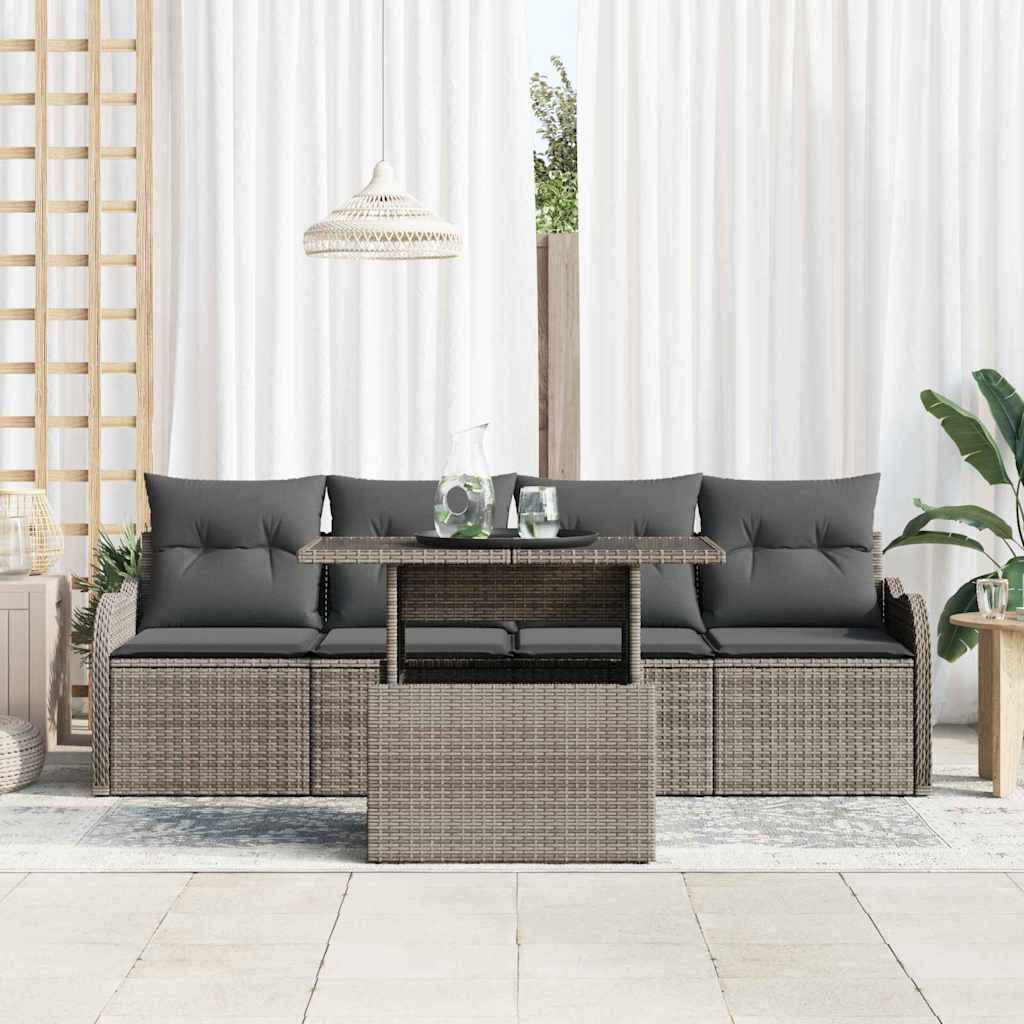8721158984791_mo-im_en_hd_2 vidaXL Garden Sofa Set with Cushion 5 pcs Grey Poly rattan - Image 3