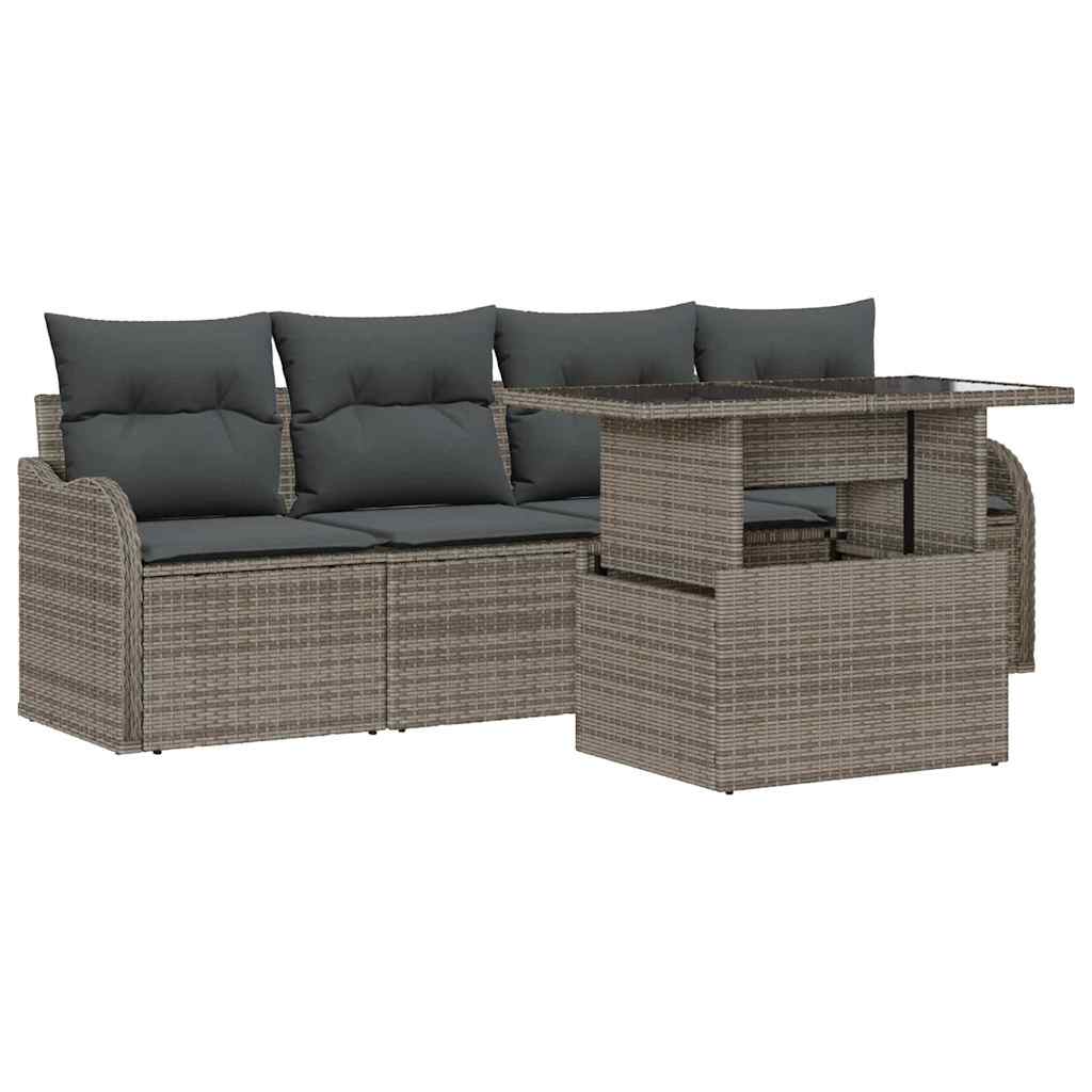 8721158984791_wbg-an-m_en_hd_4 vidaXL Garden Sofa Set with Cushion 5 pcs Grey Poly rattan - Image 2
