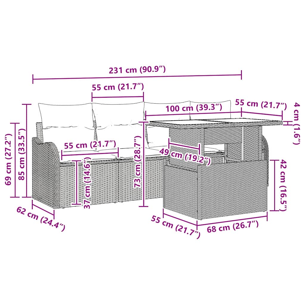8721158984838_wbg-siz_en_hd_1 vidaXL Garden Sofa Set with Cushion 5 pcs Black Poly rattan - Image 10
