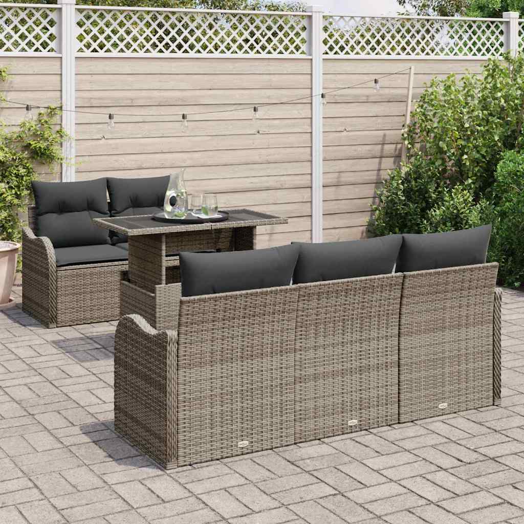 8721158984890_mo-im_en_hd_2 vidaXL Garden Sofa Set with Cushion 6 pcs Grey Poly rattan - Image 3