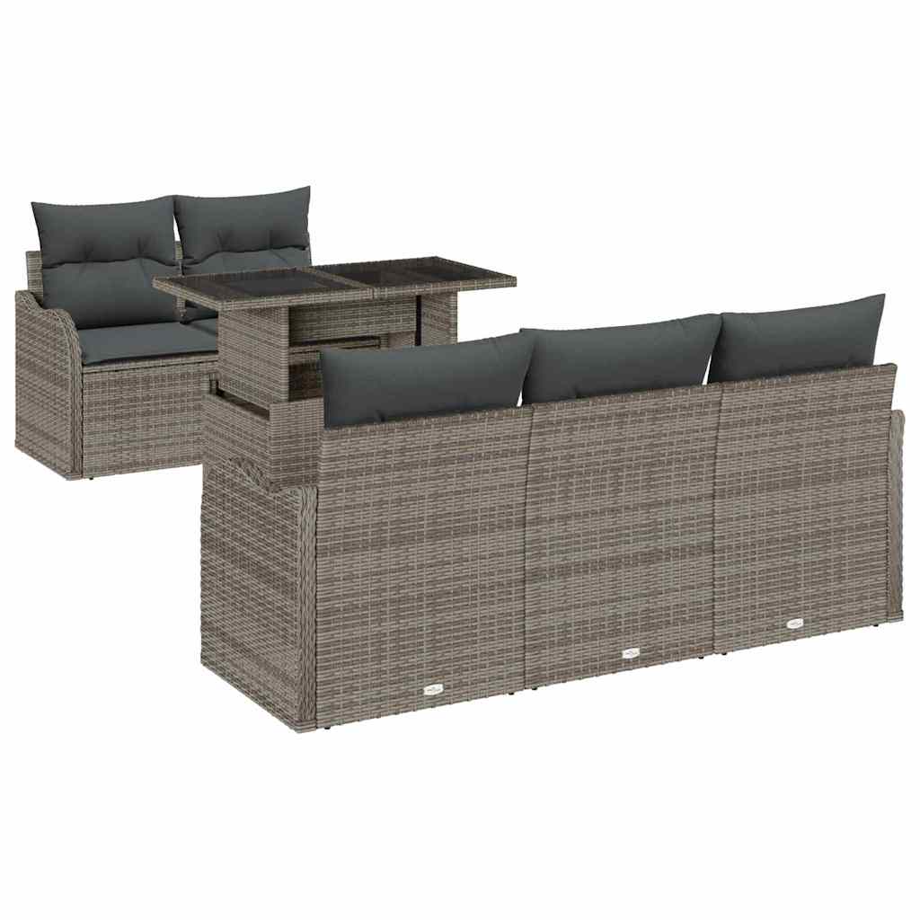 8721158984890_wbg-an-m_en_hd_4 vidaXL Garden Sofa Set with Cushion 6 pcs Grey Poly rattan - Image 2