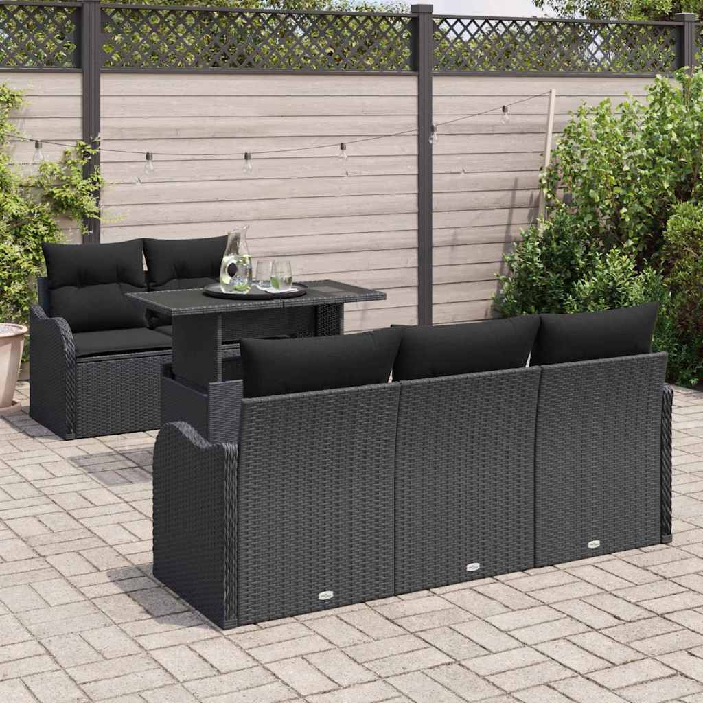 8721158984937_mo-im_en_hd_2 vidaXL Garden Sofa Set with Cushion 6 pcs Black Poly rattan - Image 3