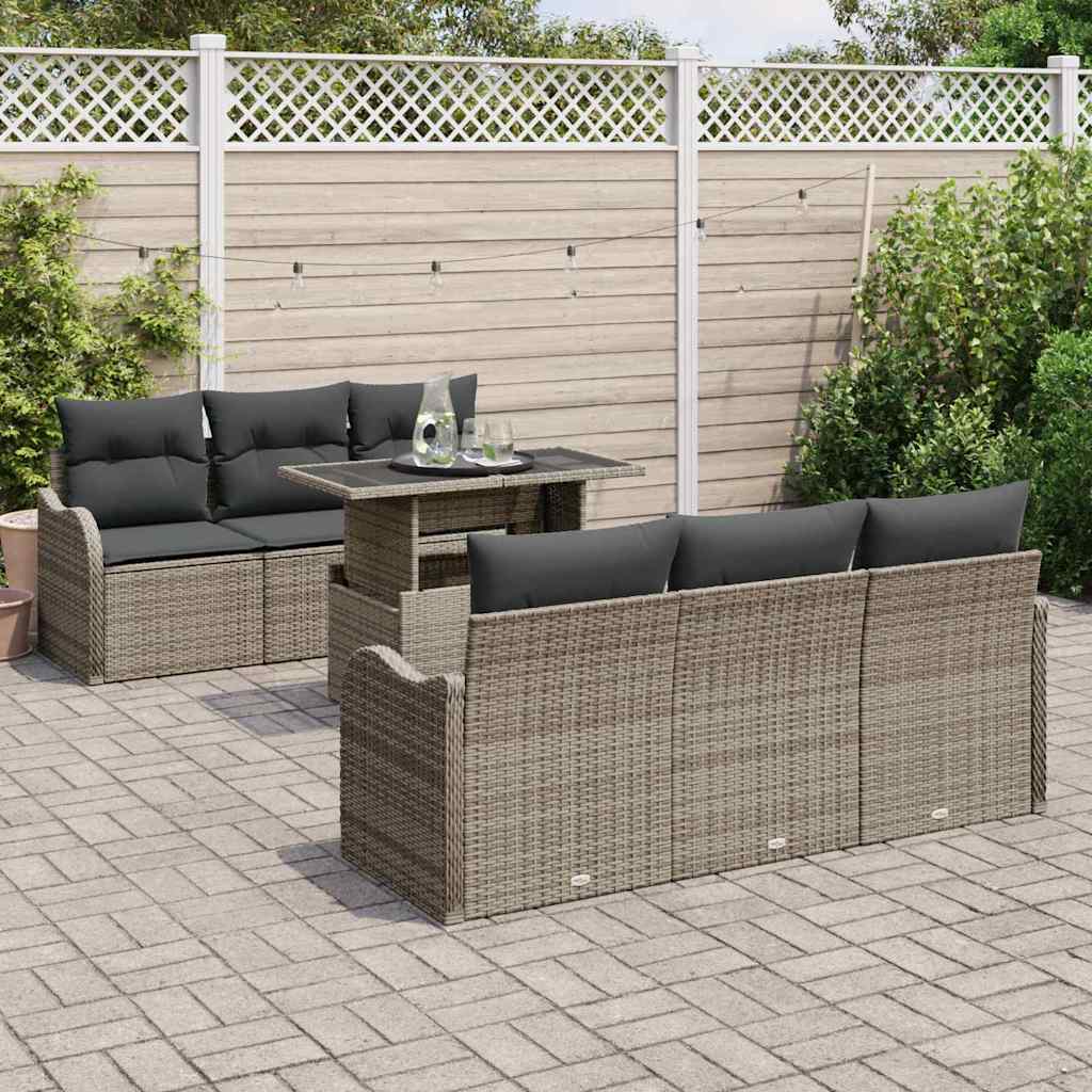 8721158984999_mo-im_en_hd_2 vidaXL Garden Sofa Set with Cushion 7 pcs Grey Poly rattan - Image 3