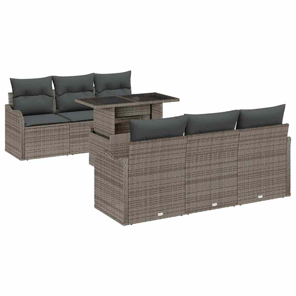8721158984999_wbg-an-m_en_hd_4 vidaXL Garden Sofa Set with Cushion 7 pcs Grey Poly rattan - Image 2