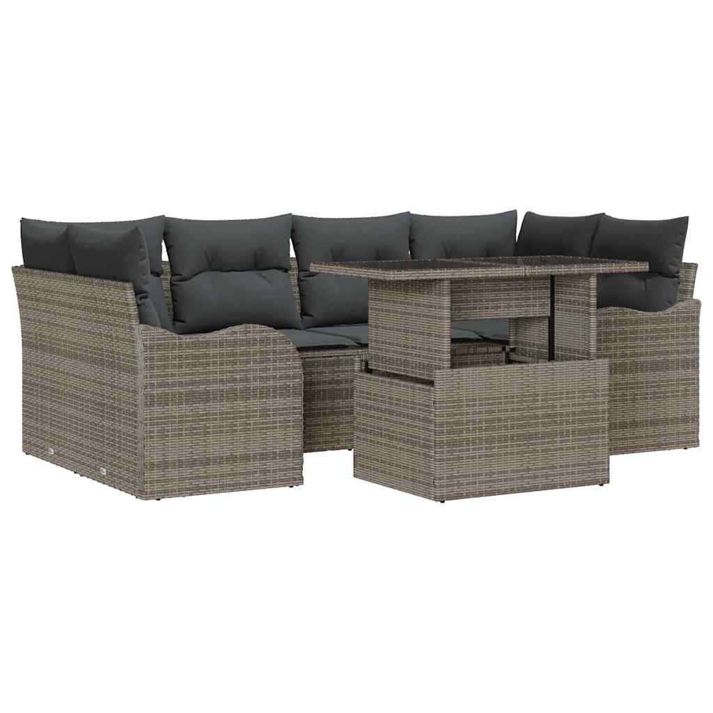 8721158985095_wbg-an-m_en_hd_5 vidaXL Garden Sofa Set with Cushion 7 pcs Grey Poly rattan - Image 2