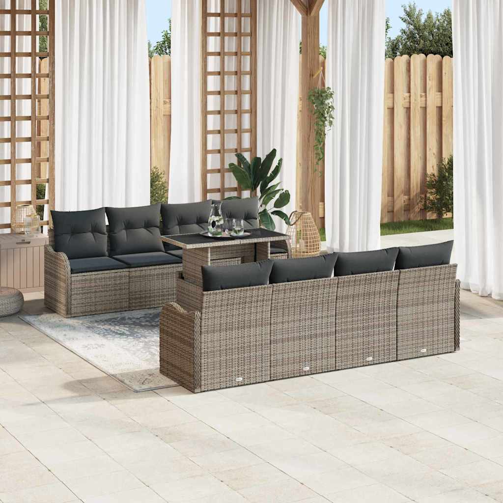 8721158985392_mo-im_en_hd_2 vidaXL Garden Sofa Set with Cushion 7 pcs Grey Poly rattan - Image 3