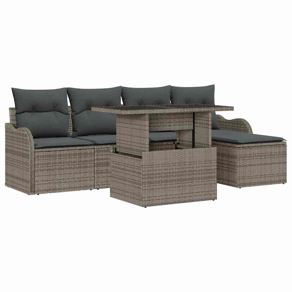 8721158985590_wbg-an-m_en_hd_5 vidaXL Garden Sofa Set with Cushion 6 pcs Grey Poly rattan - Image 2