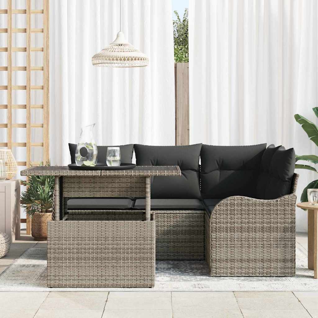 8721158985699_mo-im_en_hd_2 vidaXL Garden Sofa Set with Cushion 5 pcs Grey Poly rattan - Image 3