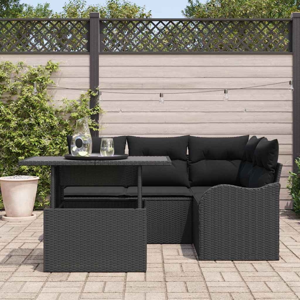 8721158985736_mo-im_en_hd_2 vidaXL Garden Sofa Set with Cushion 5 pcs Black Poly rattan - Image 3