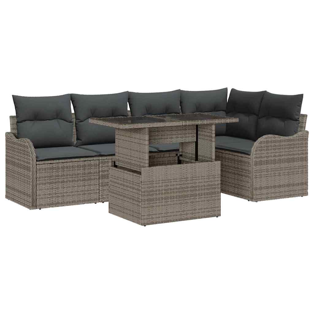 8721158985798_wbg-an-m_en_hd_5 vidaXL Garden Sofa Set with Cushion 6 pcs Grey Poly rattan - Image 2