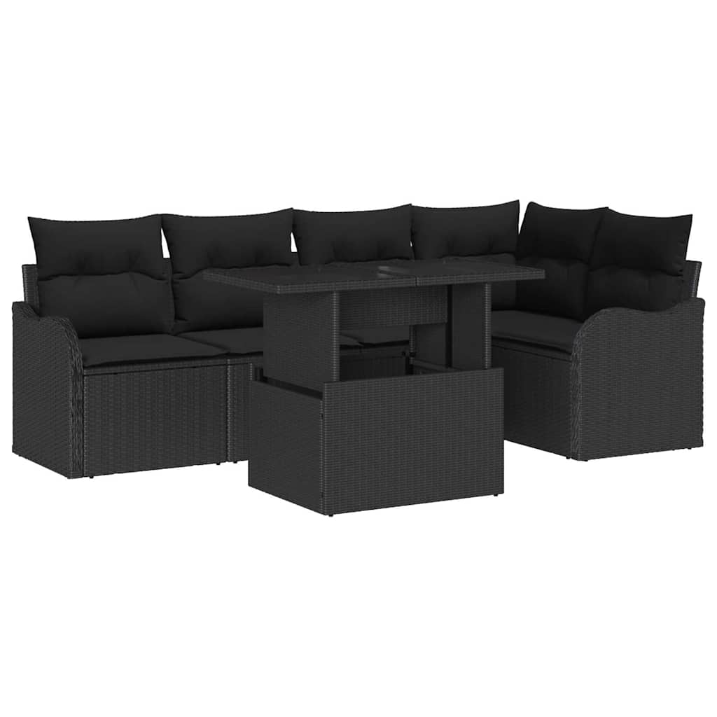 8721158985835_wbg-an-m_en_hd_5 vidaXL Garden Sofa Set with Cushion 6 pcs Black Poly rattan - Image 2