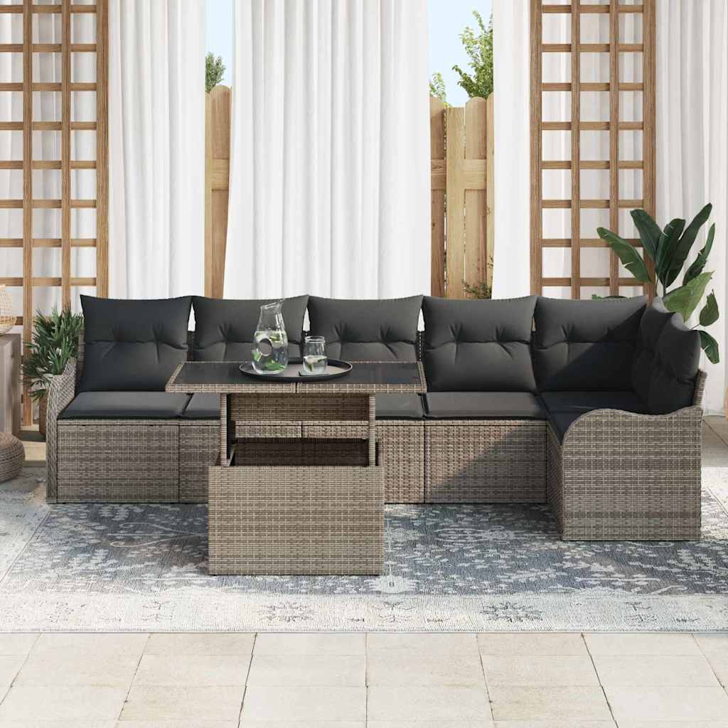 8721158985897_mo-im_en_hd_2 vidaXL Garden Sofa Set with Cushion 7 pcs Grey Poly rattan - Image 3