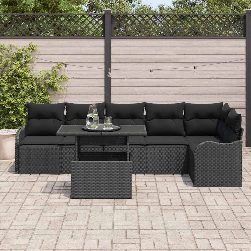 8721158985934_mo-im_en_hd_2 vidaXL Garden Sofa Set with Cushion 7 pcs Black Poly rattan - Image 3