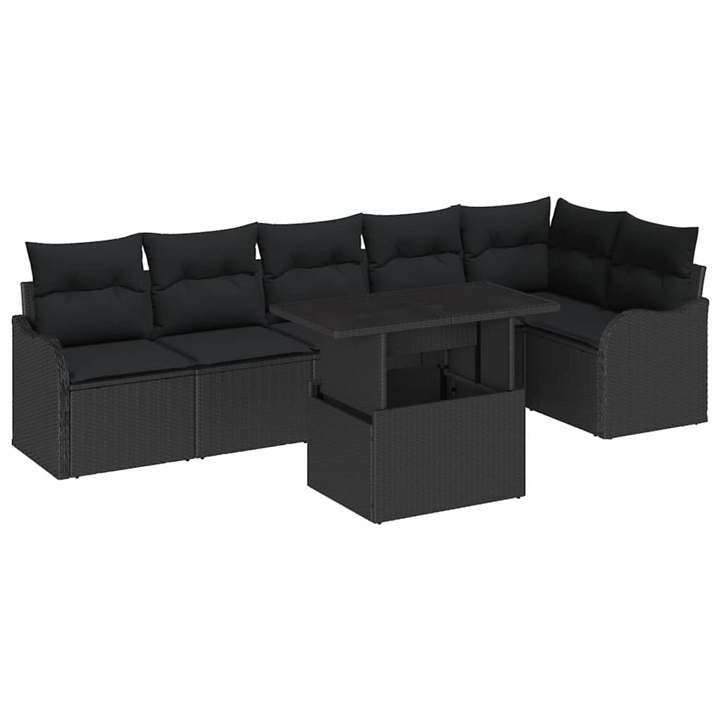 8721158985934_wbg-an-m_en_hd_5 vidaXL Garden Sofa Set with Cushion 7 pcs Black Poly rattan - Image 2