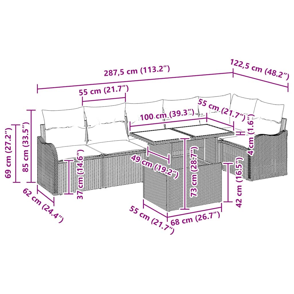 8721158985934_wbg-siz_en_hd_1 vidaXL Garden Sofa Set with Cushion 7 pcs Black Poly rattan - Image 11