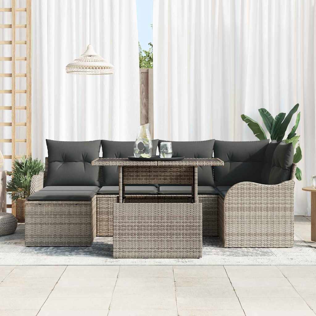 8721158986092_mo-im_en_hd_2 vidaXL Garden Sofa Set with Cushion 7 pcs Grey Poly rattan - Image 3