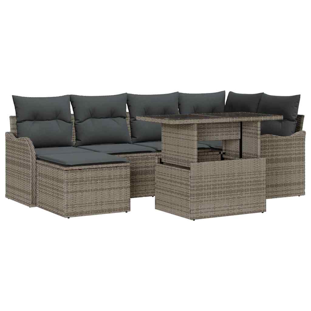 8721158986092_wbg-an-m_en_hd_6 vidaXL Garden Sofa Set with Cushion 7 pcs Grey Poly rattan - Image 2