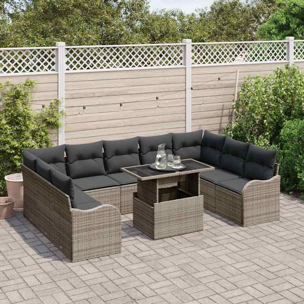 8721158986399_mo-im_en_hd_2 vidaXL Garden Sofa Set with Cushion 10 pcs Grey Poly rattan - Image 3