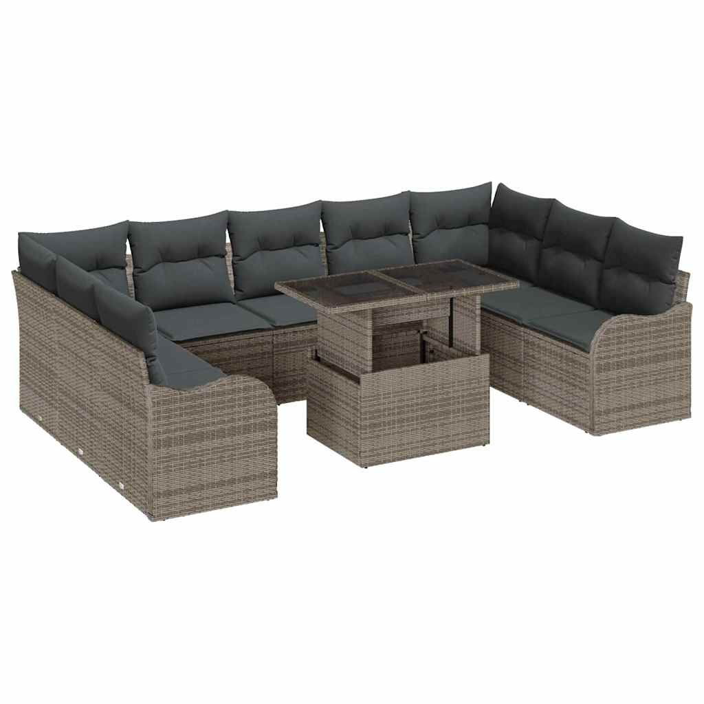 8721158986399_wbg-an-m_en_hd_5 vidaXL Garden Sofa Set with Cushion 10 pcs Grey Poly rattan - Image 2