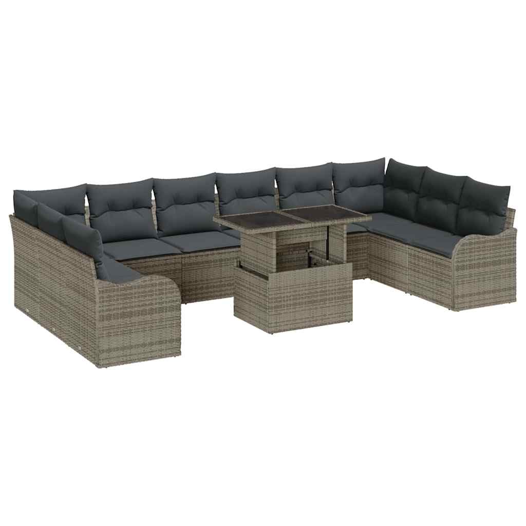 8721158986498_wbg-an-m_en_hd_5 vidaXL Garden Sofa Set with Cushion 11 pcs Grey Poly rattan - Image 2