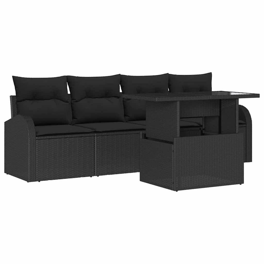 8721158986634_wbg-an-m_en_hd_4 vidaXL Garden Sofa Set with Cushion 5 pcs Black Poly rattan - Image 2